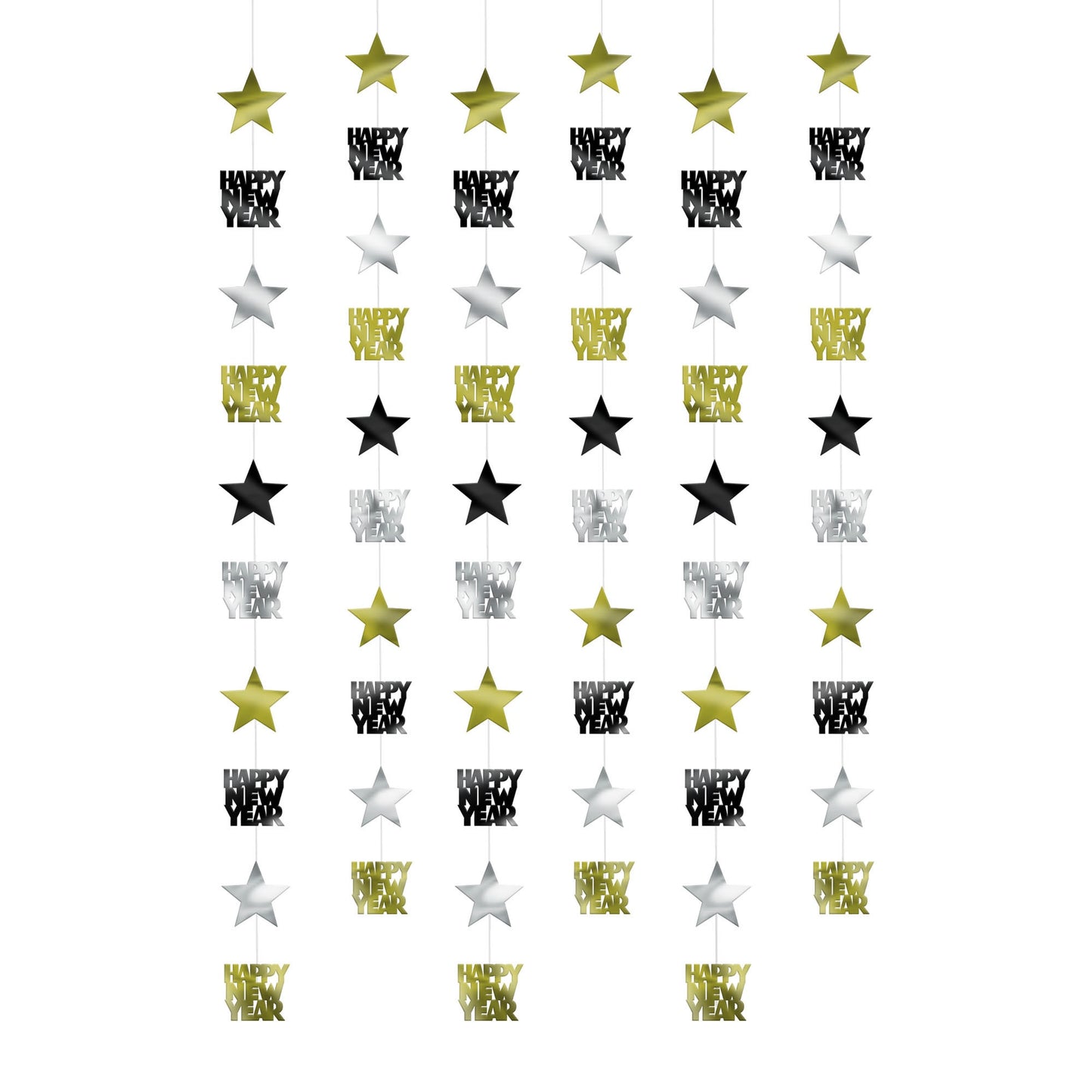 Star String Decorating - Blk/Silver/Gld