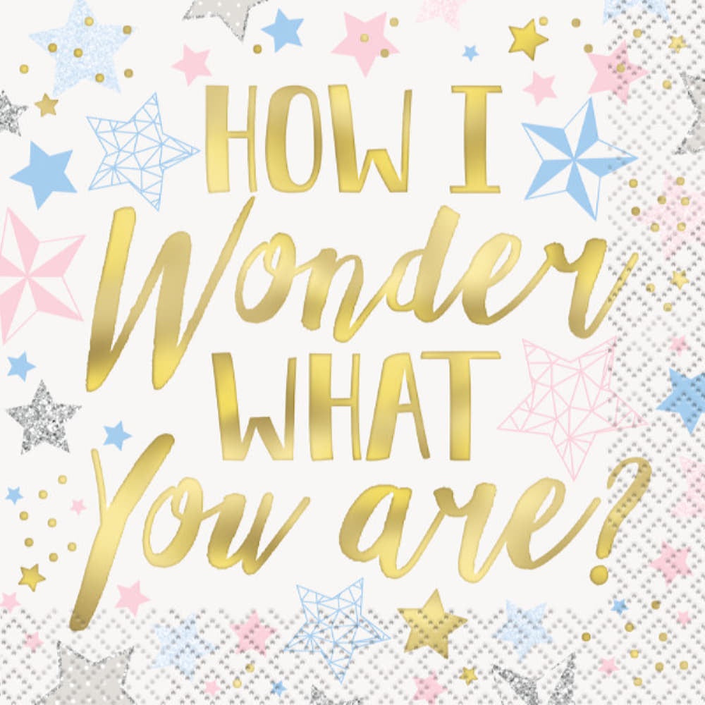 Twinkle Twinkle Little Star "How I Wonder" Beverage Napkins, 16Ct - Foil Stamped