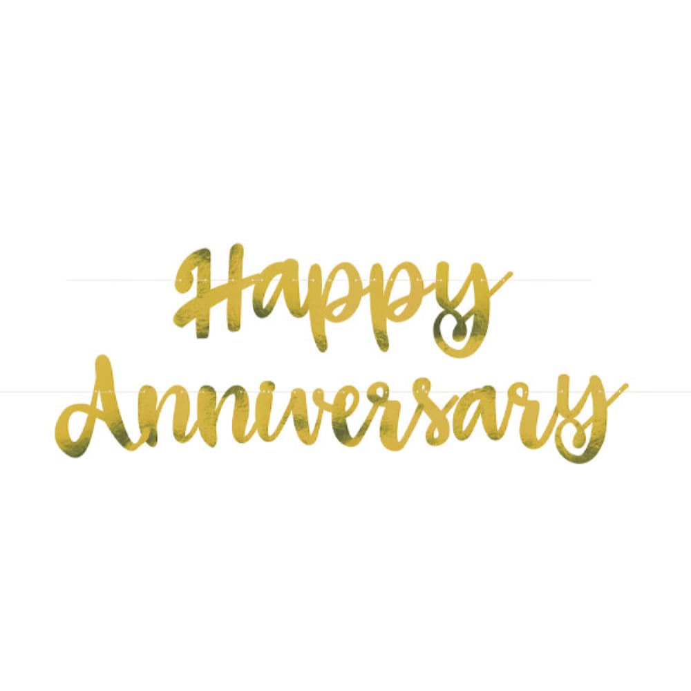 Happy Anniversary Banner - Gold