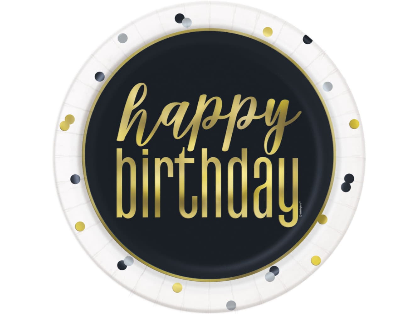 Metallic Happy Birthday 9In Plates, 8Ct