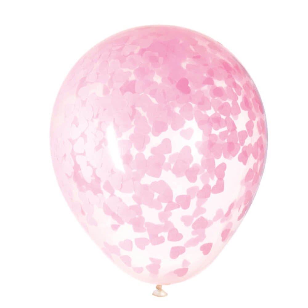 16In Pink Heart Confetti Balloons - 5Ct