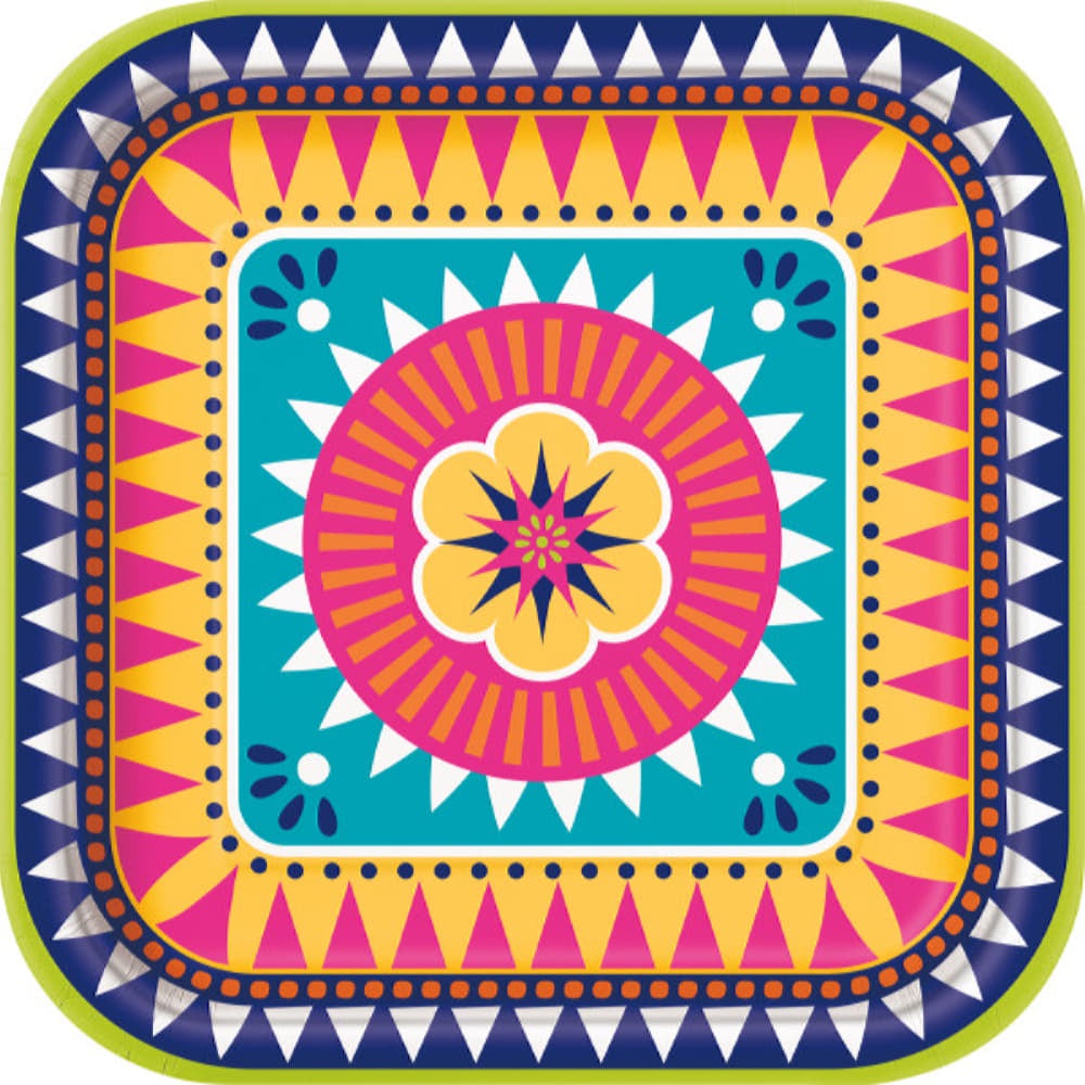 Boho Fiesta Square 9" Dinner Plates, 8Ct