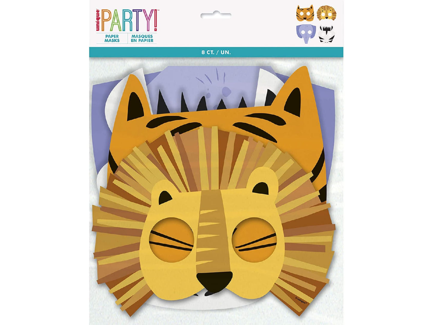 Animal Safari Paper Masks-8Ct