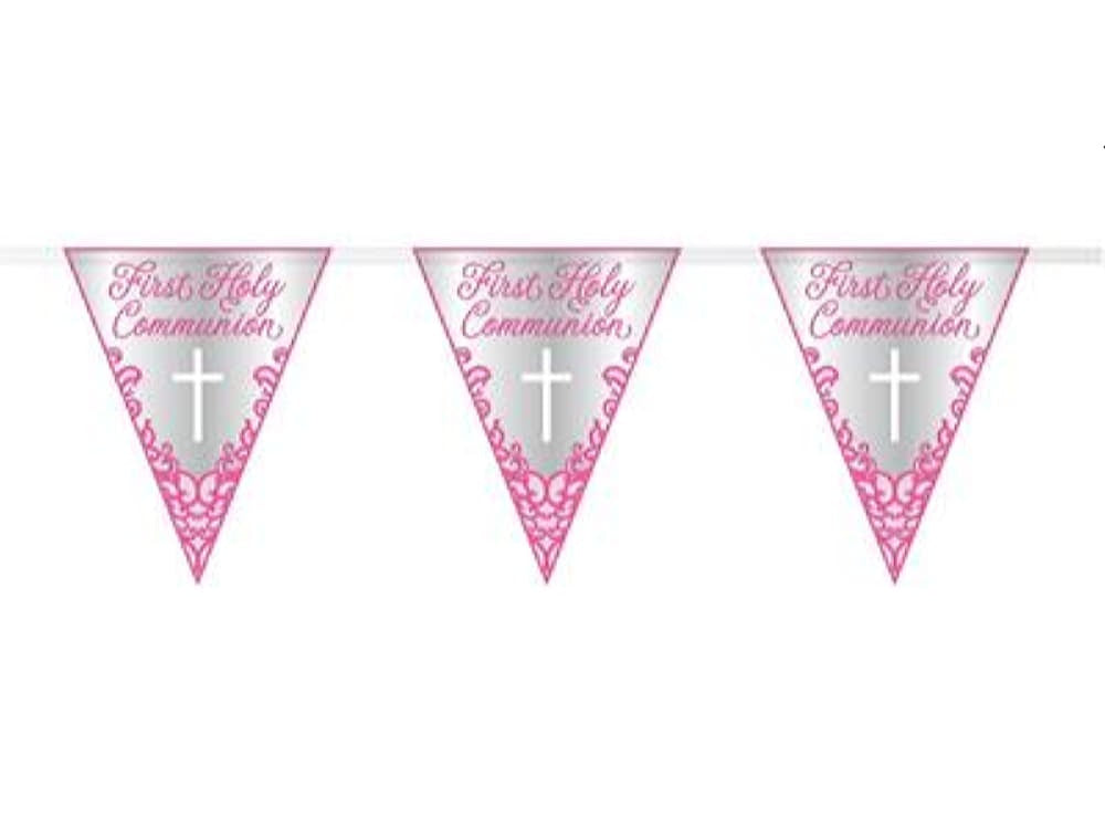 Fancy Pink Communion Flag Banner