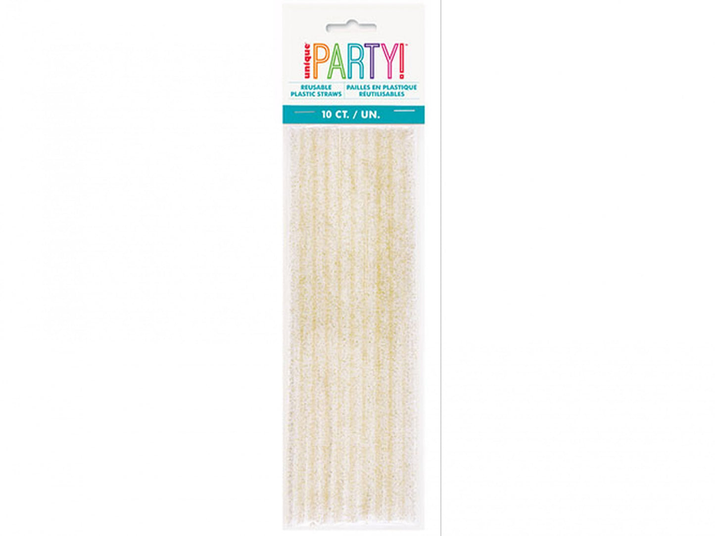 Gold Glitter Reusable Straws, 10/Pk