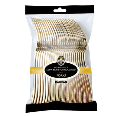 Heavy Weight Gold Forks – 24 Count