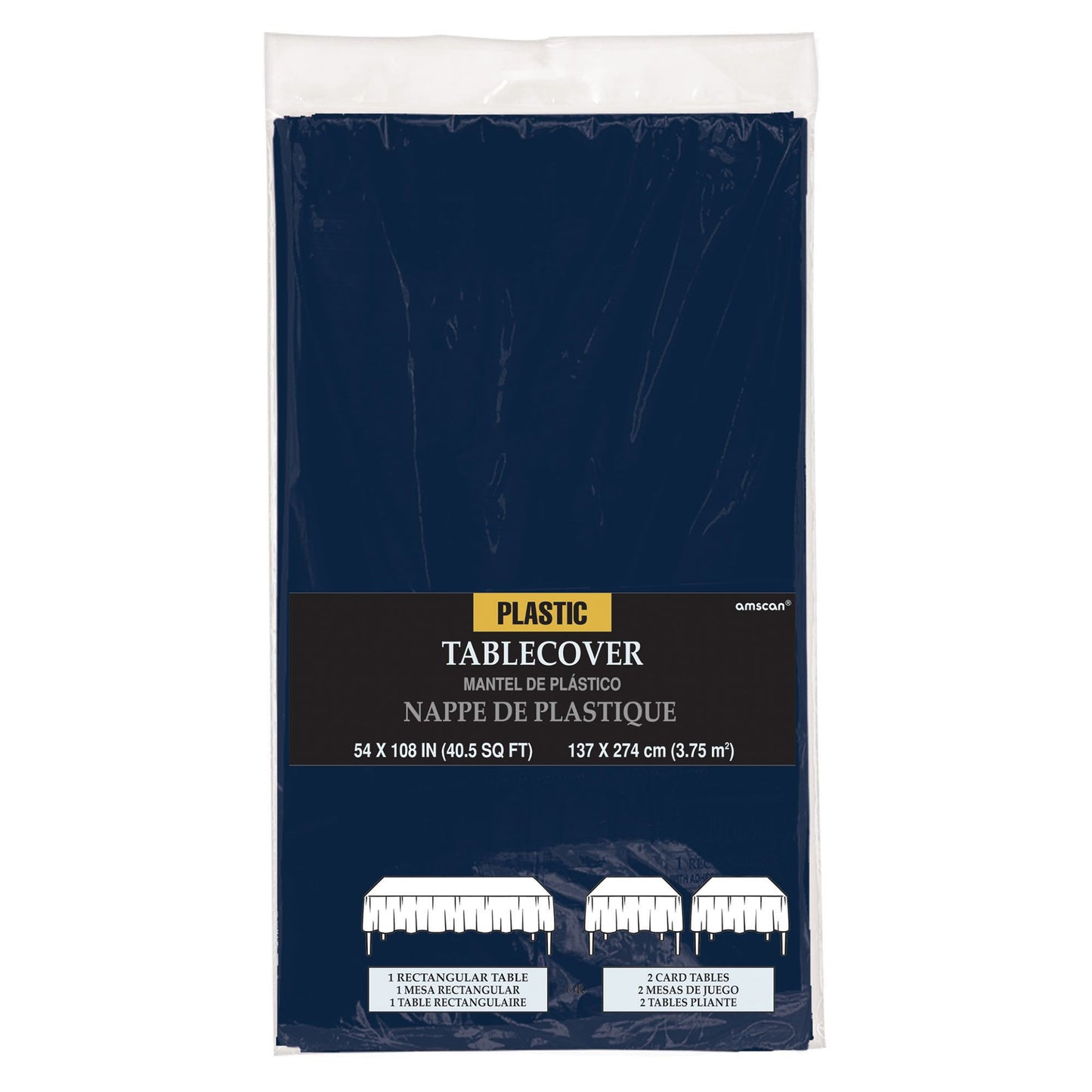 Plastic Rectangle Tablecover - True Navy