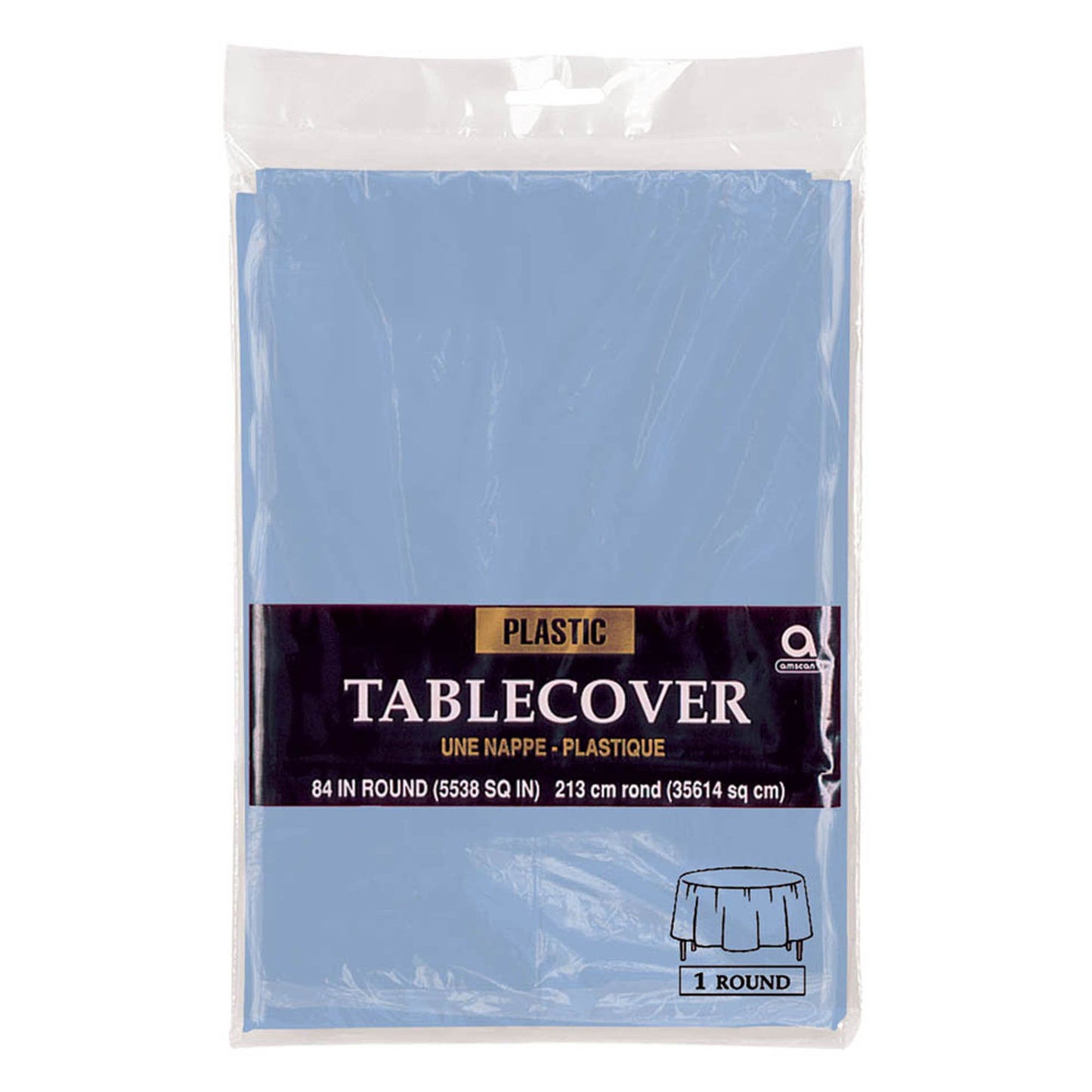Plastic Round Tablecover - Pastel Blue