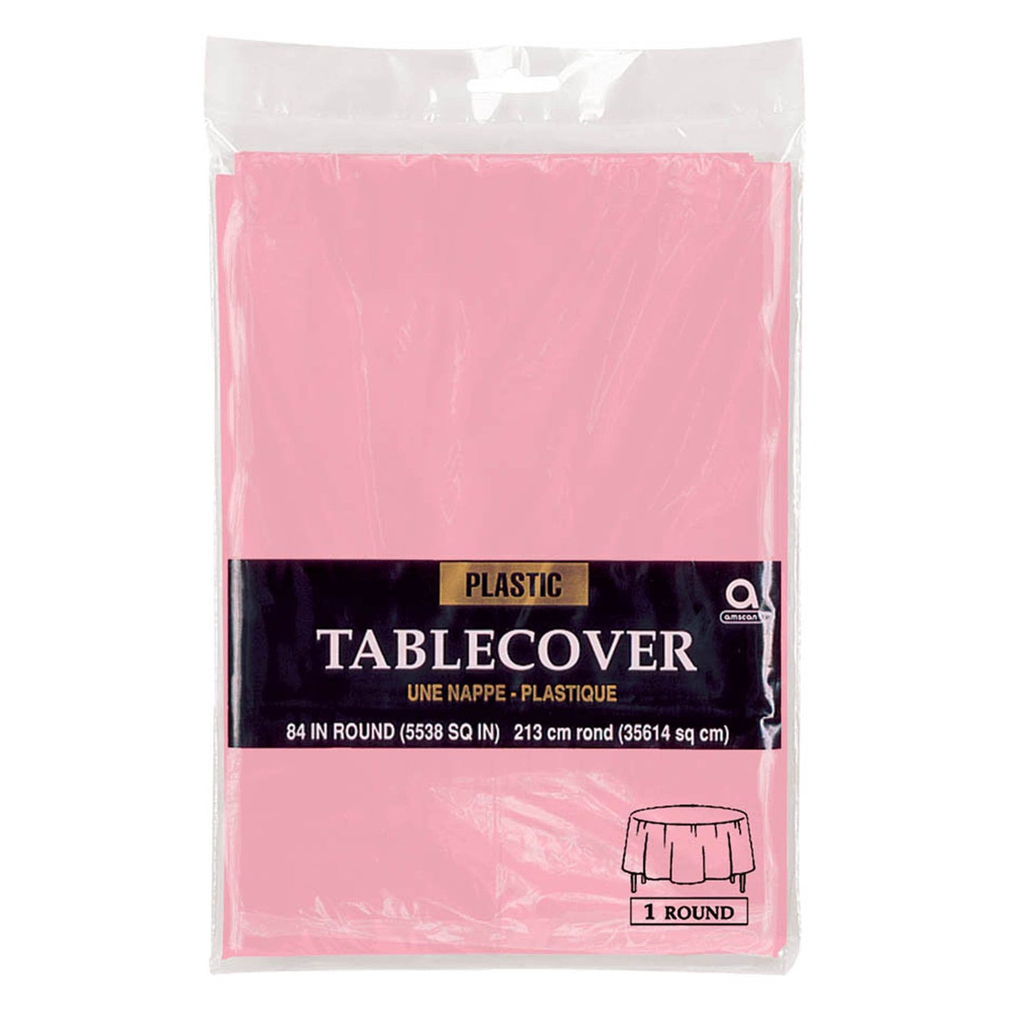 Plastic Round Tablecover - New Pink