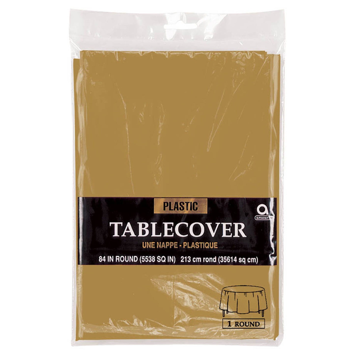 Plastic Round Tablecover - Gold