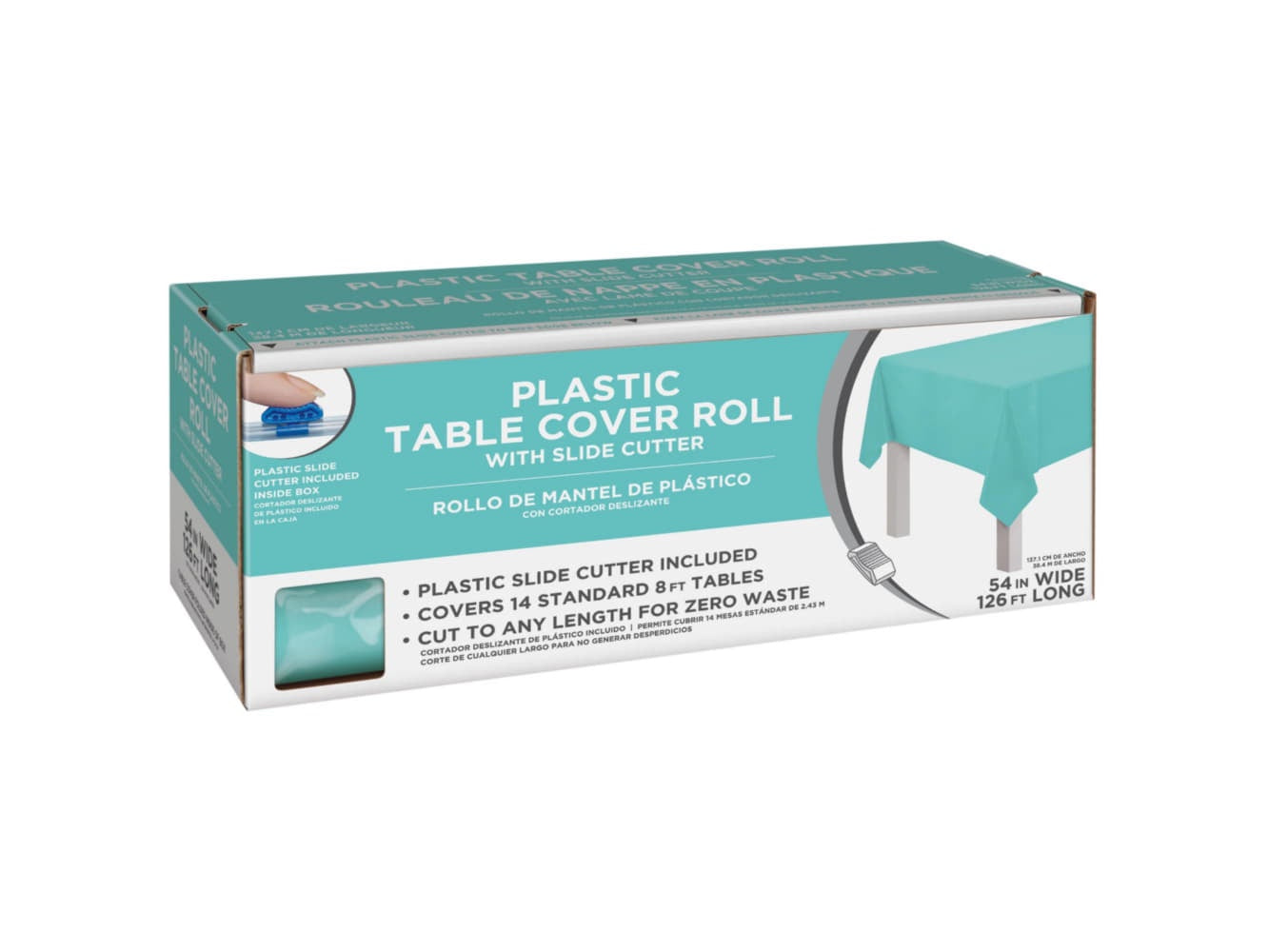 54" X 126' Boxed Plastic Table Roll - Robin'S-Egg Blue