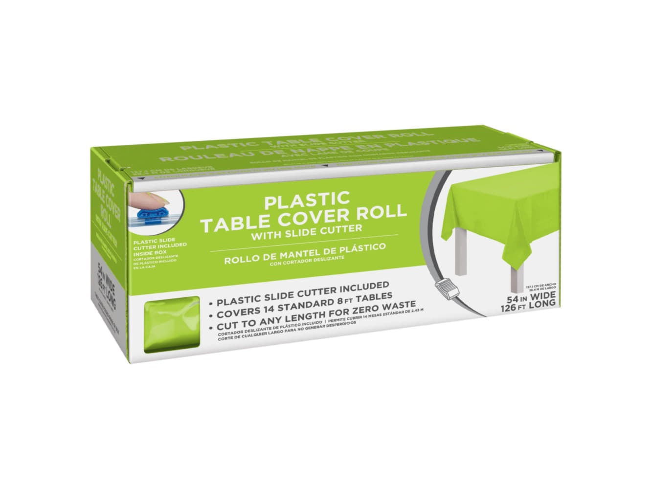 54" X 126' Boxed Plastic Table Roll - Kiwi