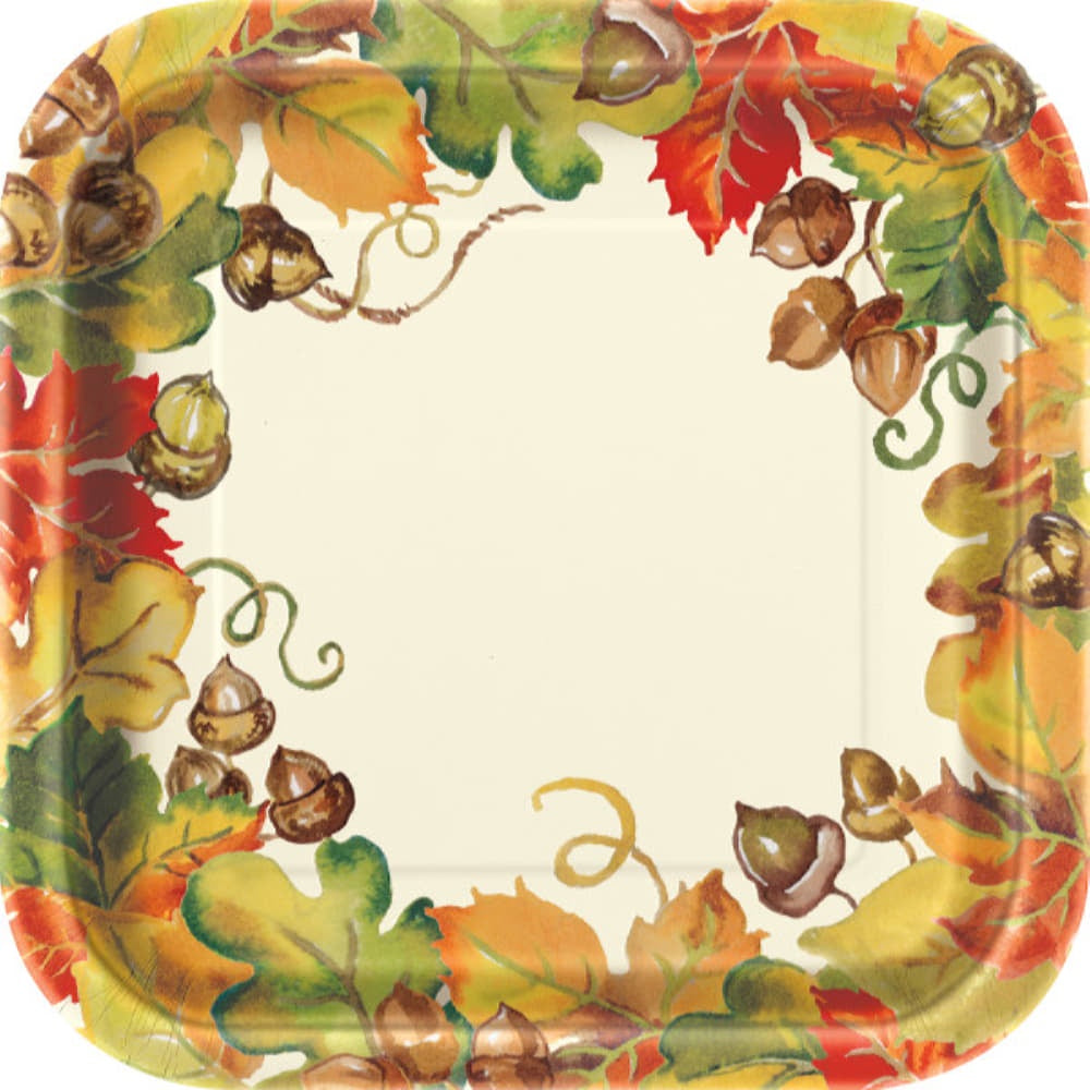 Harvest Pumpkins Square 7" Dessert Plates, 10Ct