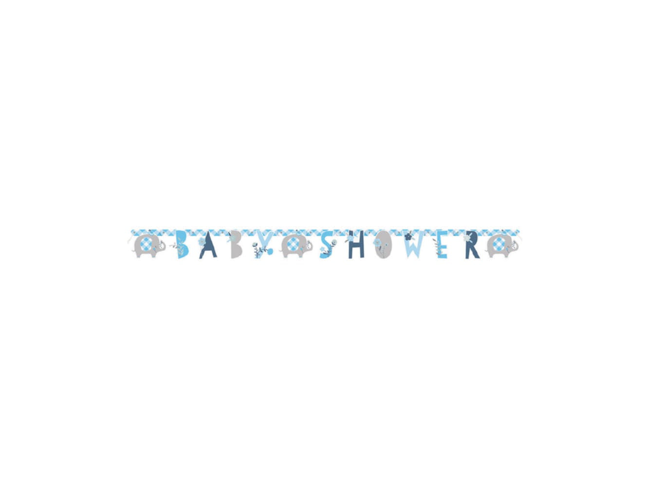 Blue Floral Elephant "Baby Shower" Banner