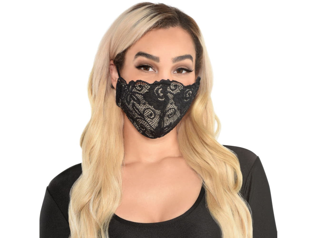 Black Fancy Lace Face Covering