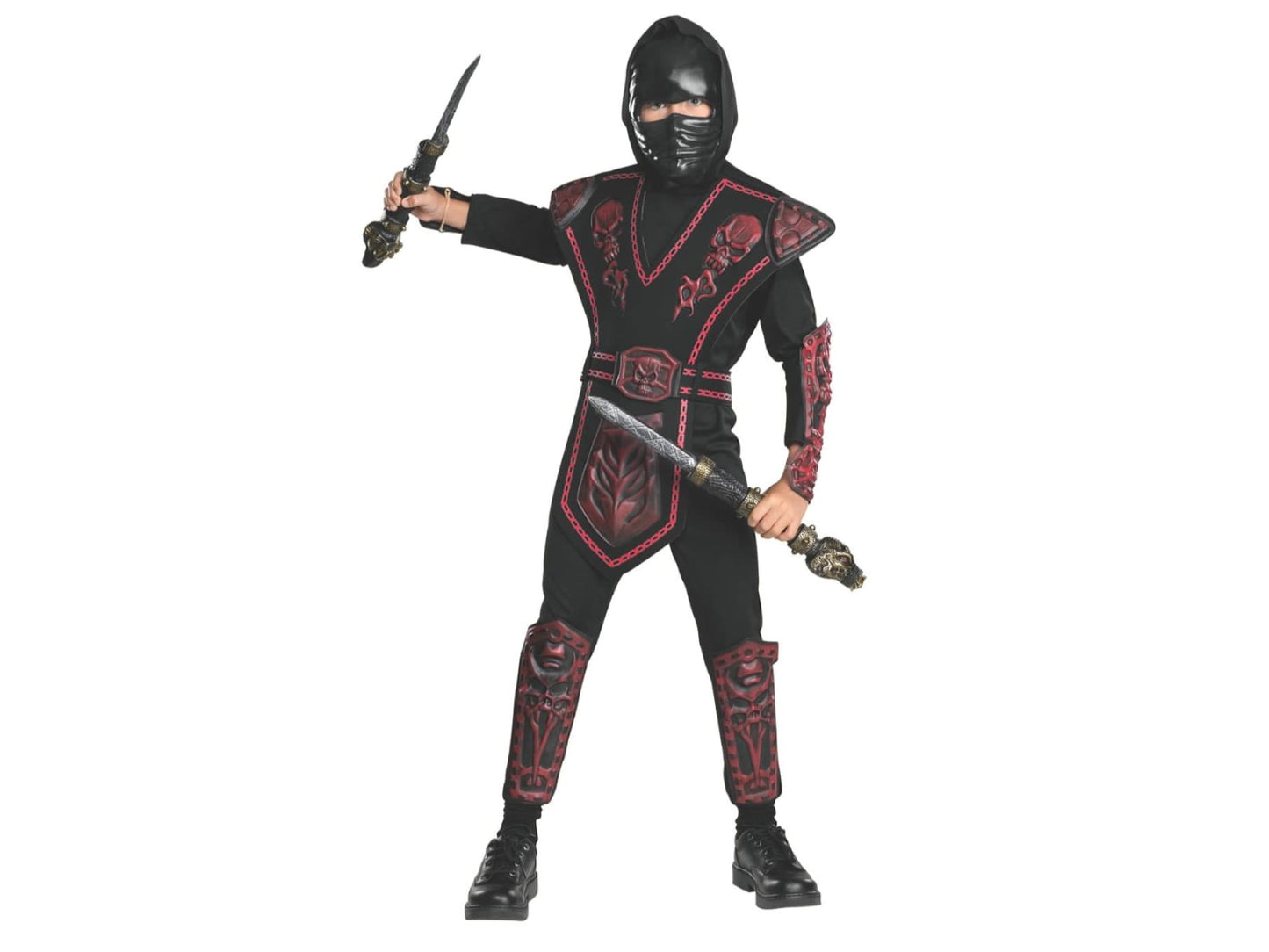 Kids Red Skull Warrior Ninja Costume-L(12-14)