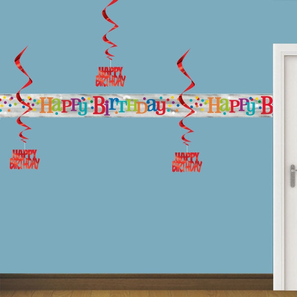 Foil Dotted Birthday Banner - 12Ft