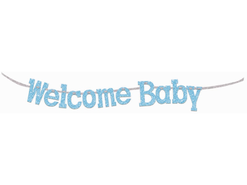 7In Welcome Baby Banner-Light Blue