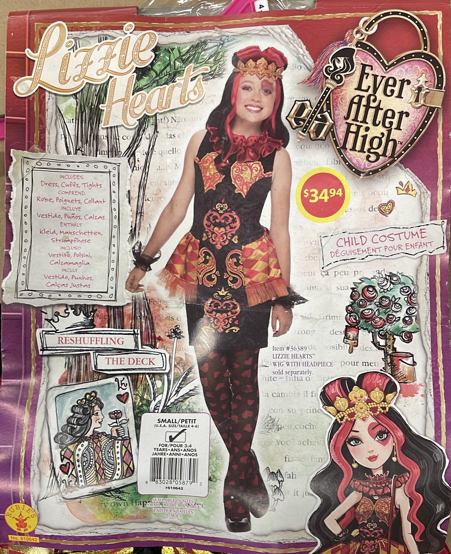 Lizzie Hearts Includes: Dress, Cuffs, Tights