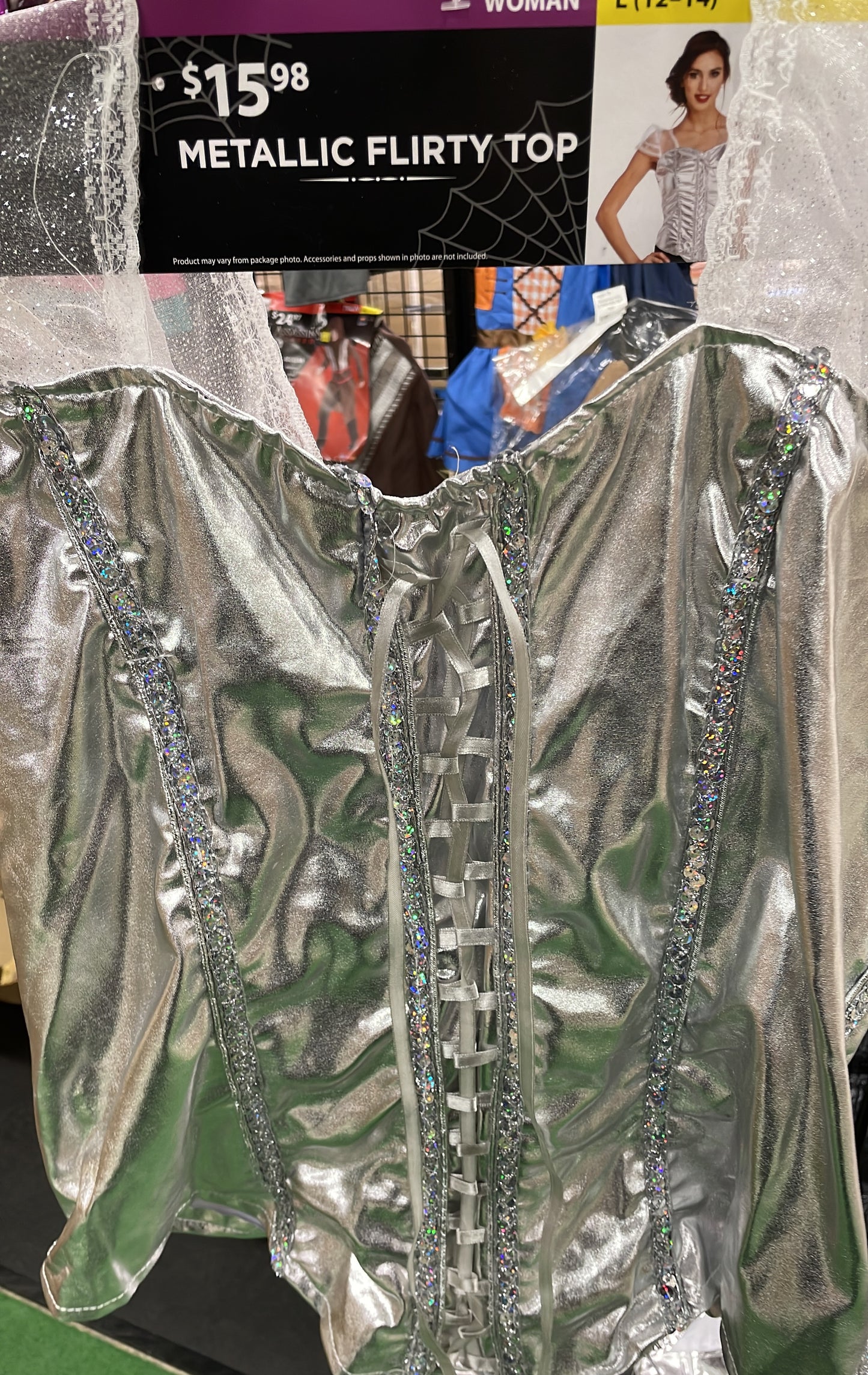 METALLIC FLIRTY TOP L(12-14)