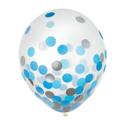 Latex Confetti Balloons-Blue/Silver Confetti Filled