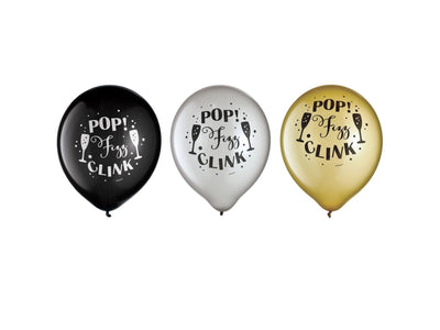 12-Inch Happy New Year Latex Balloons – 15 Pack