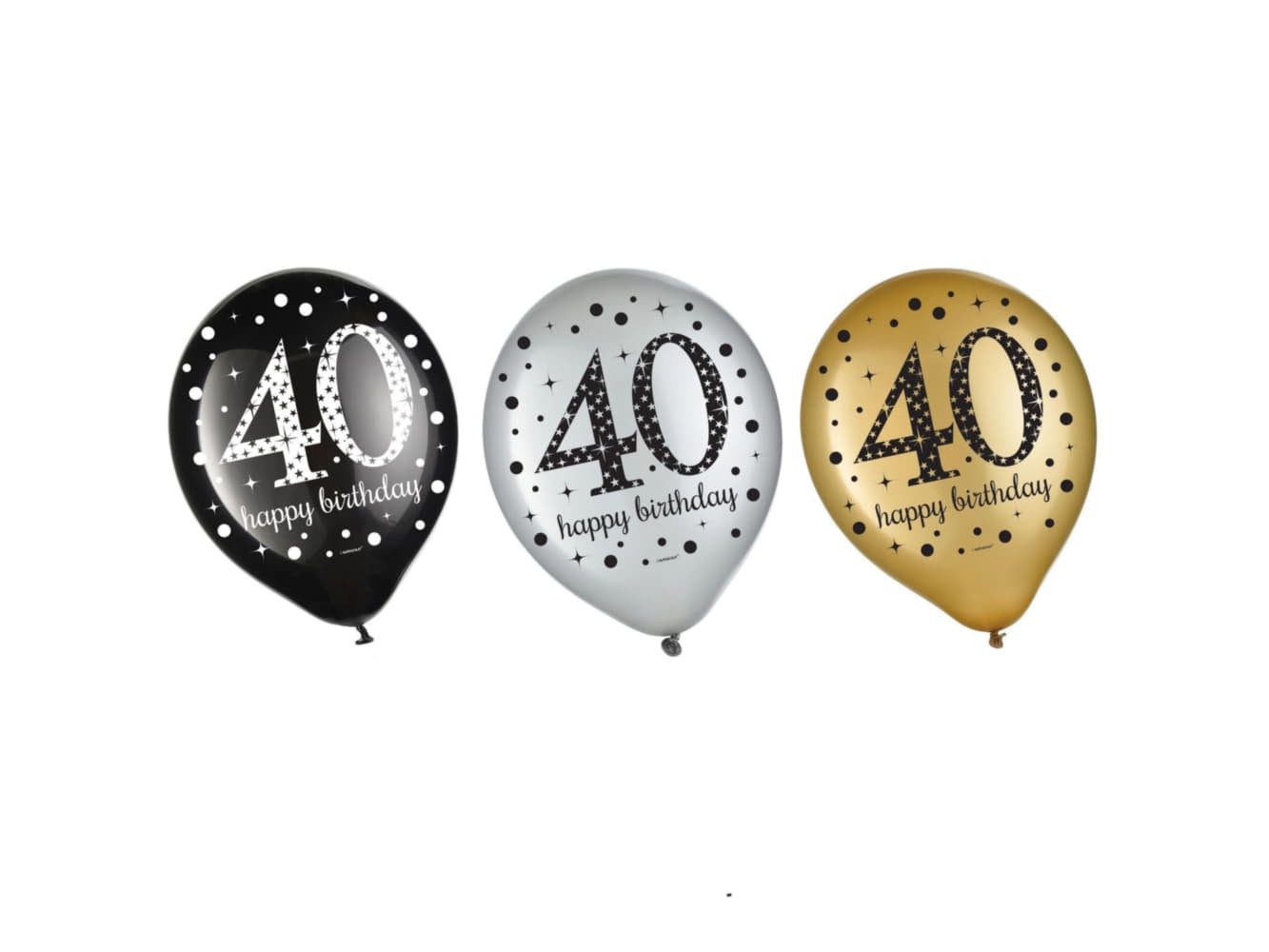 12In Sparkling Celebration 40Th Latex Balloons-15Ct