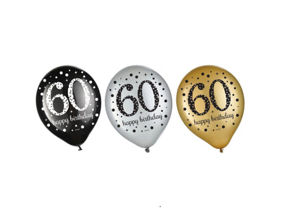 Sparkling Celebration 60Th Latex Balloons, 15/Pk
