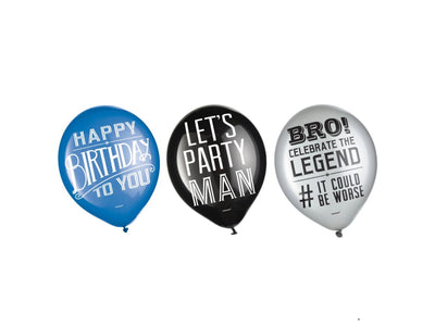 Happy Birthday Man Printed Latex Balloon, 12", 15/Pk