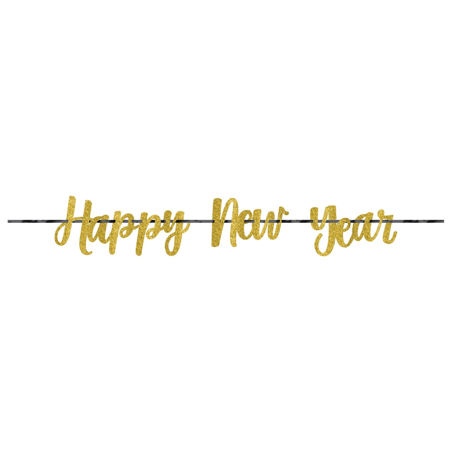 Gold Glitter Letter Happy New Year Ribbon Banner