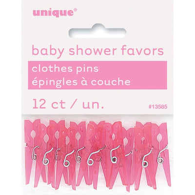 Pink Clothes Pin Favors - 12Ct