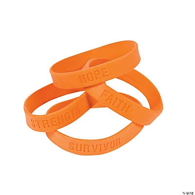 24 Orange Rubber Sayings Bracelets