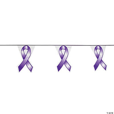Plastic Purple Awareness Ribbon Pennant Banner, 100 Ft. X 18"