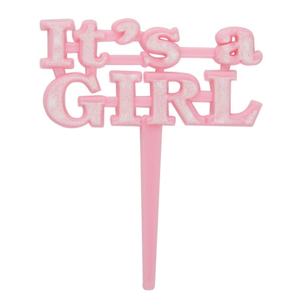It'S A Girl Pink Cake Picks - 8Ct