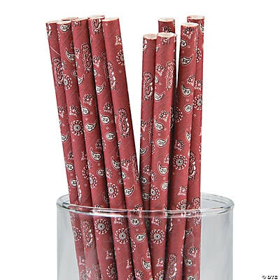 Bandana Print Paper Straws, 7"