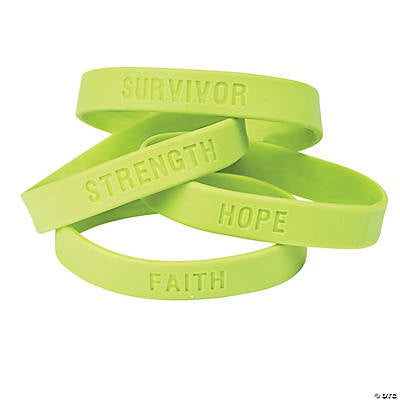 24 Lime Green Rubber Awareness Sayings Bracelets