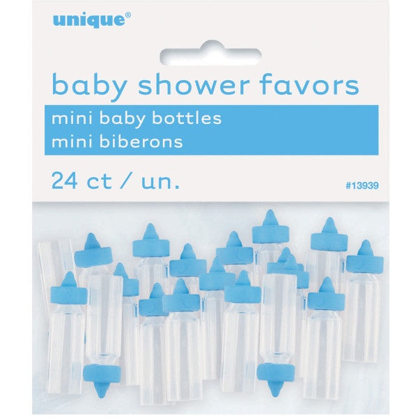 Blue Mini Baby Bottle Favors - 24Ct