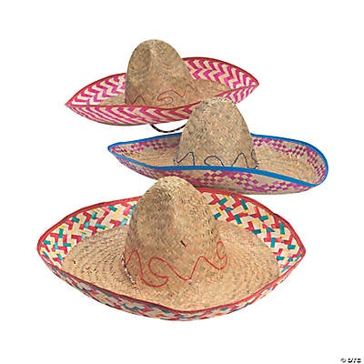 Adult'S Embroidered Woven Straw Sombreros