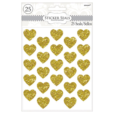 Glitter Heart Seals 25Ct