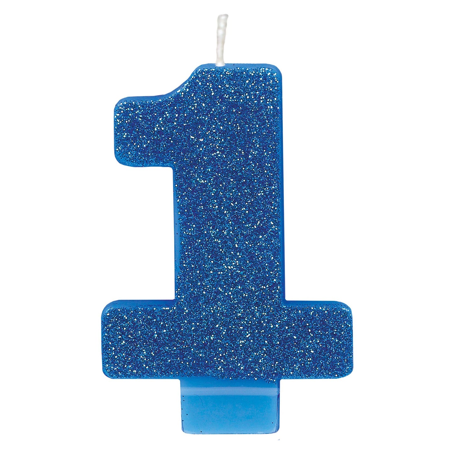 Numeral #1 Glitter Candle-Blue