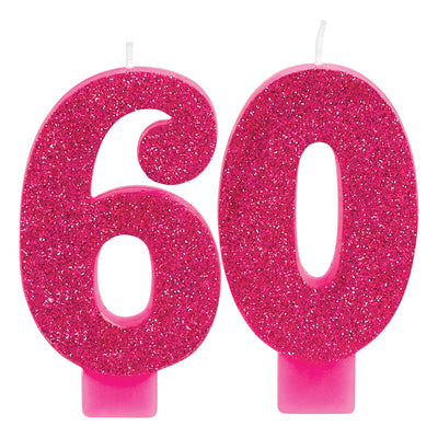 Pink And Gold Milestone 60 Numeral Candles