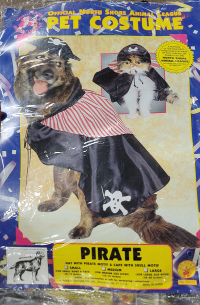 Pet Pirate Costume – Pirate Hat with Skull Motif & Matching Skull Cape