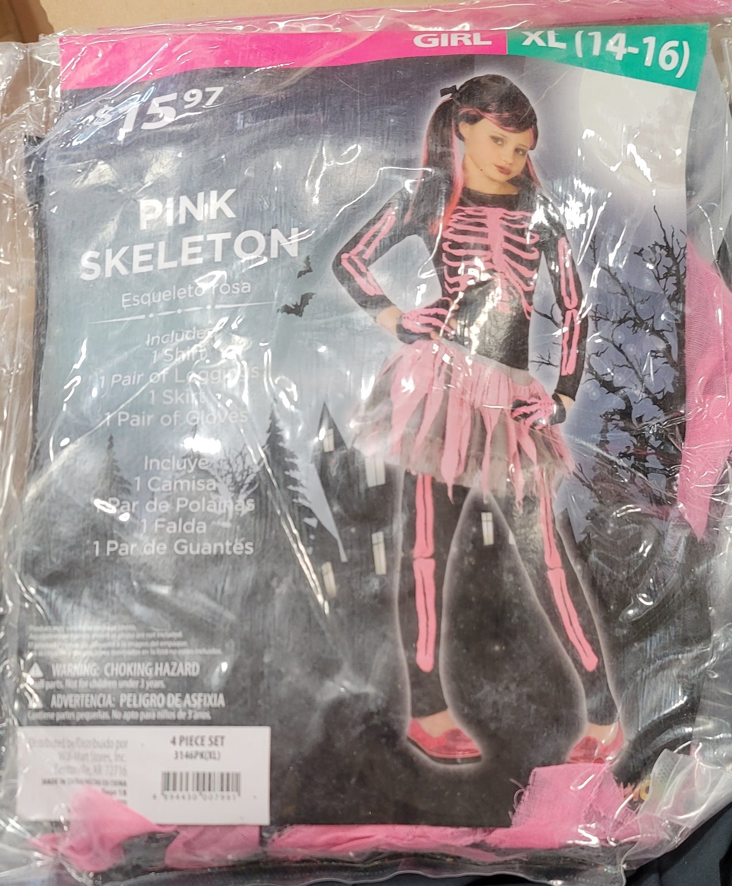 Pink skeleton girl XL(14-16)
