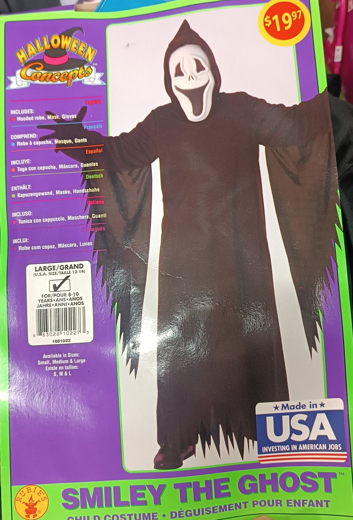 Smiley The Ghost L 8-10 Child Costume