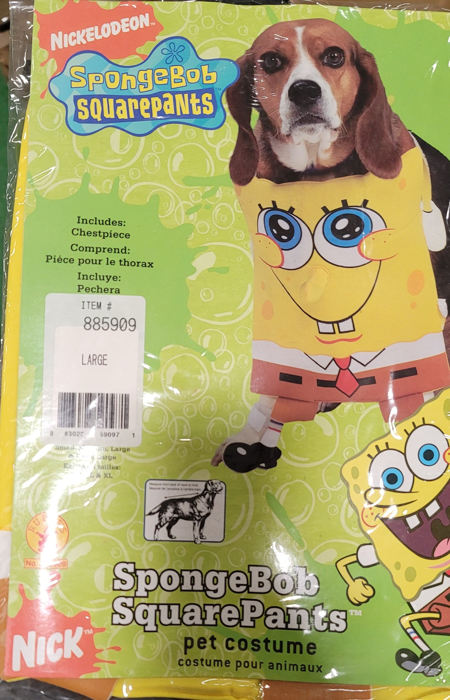 Sponge Bob Pet Costume large size