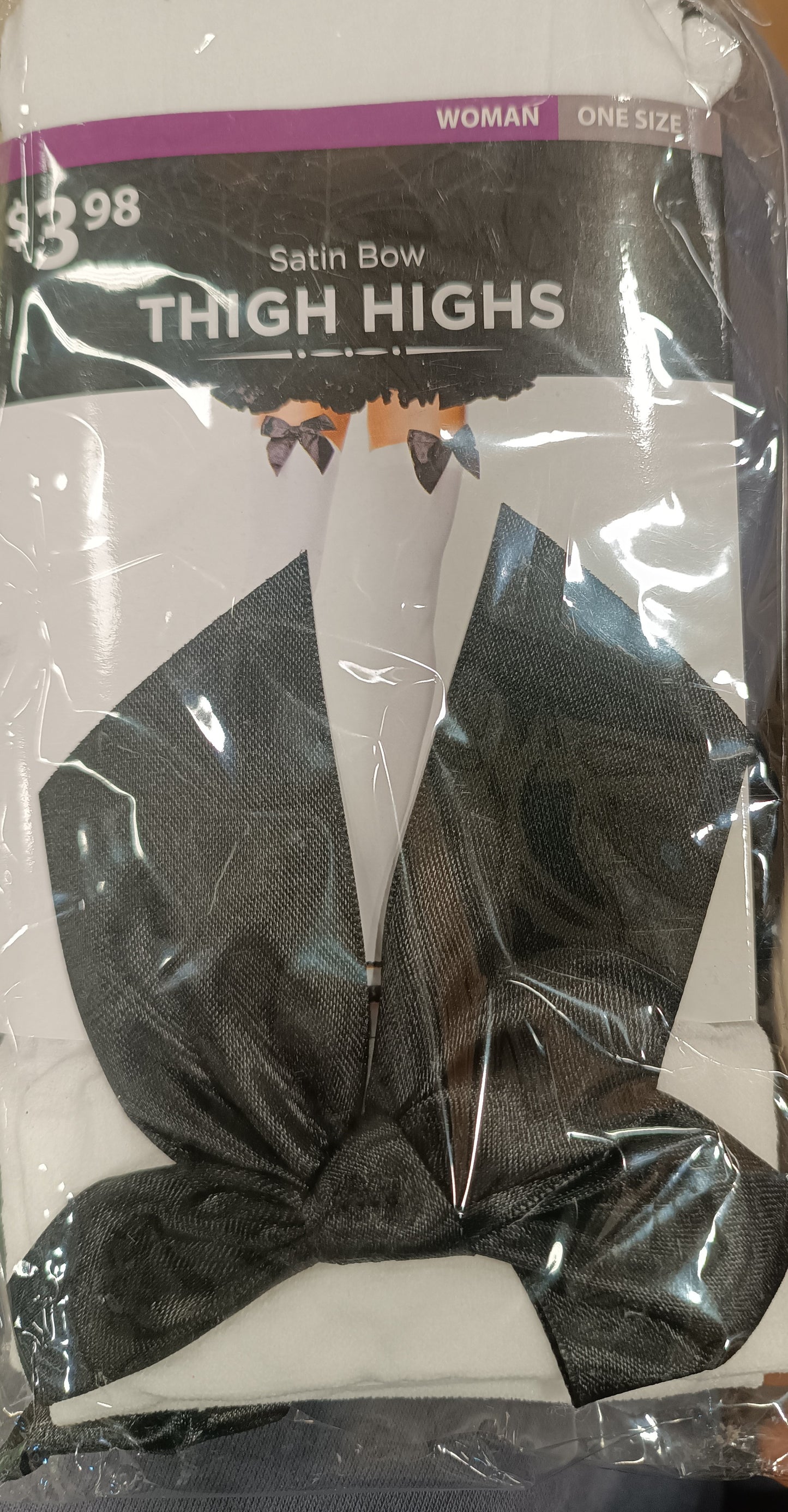 Satin Bow Thigh Highs Woman
