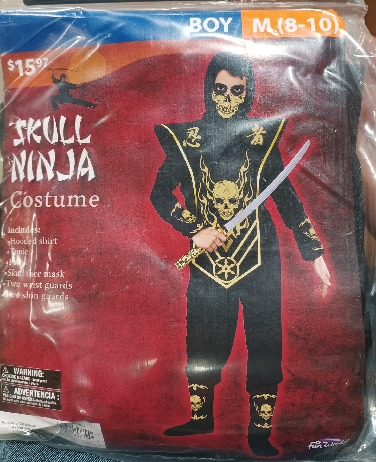 Skull Ninja Costume Boy M 8-10