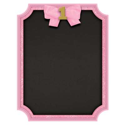 1st Birthday Pink Easel Glitter MDF Sign