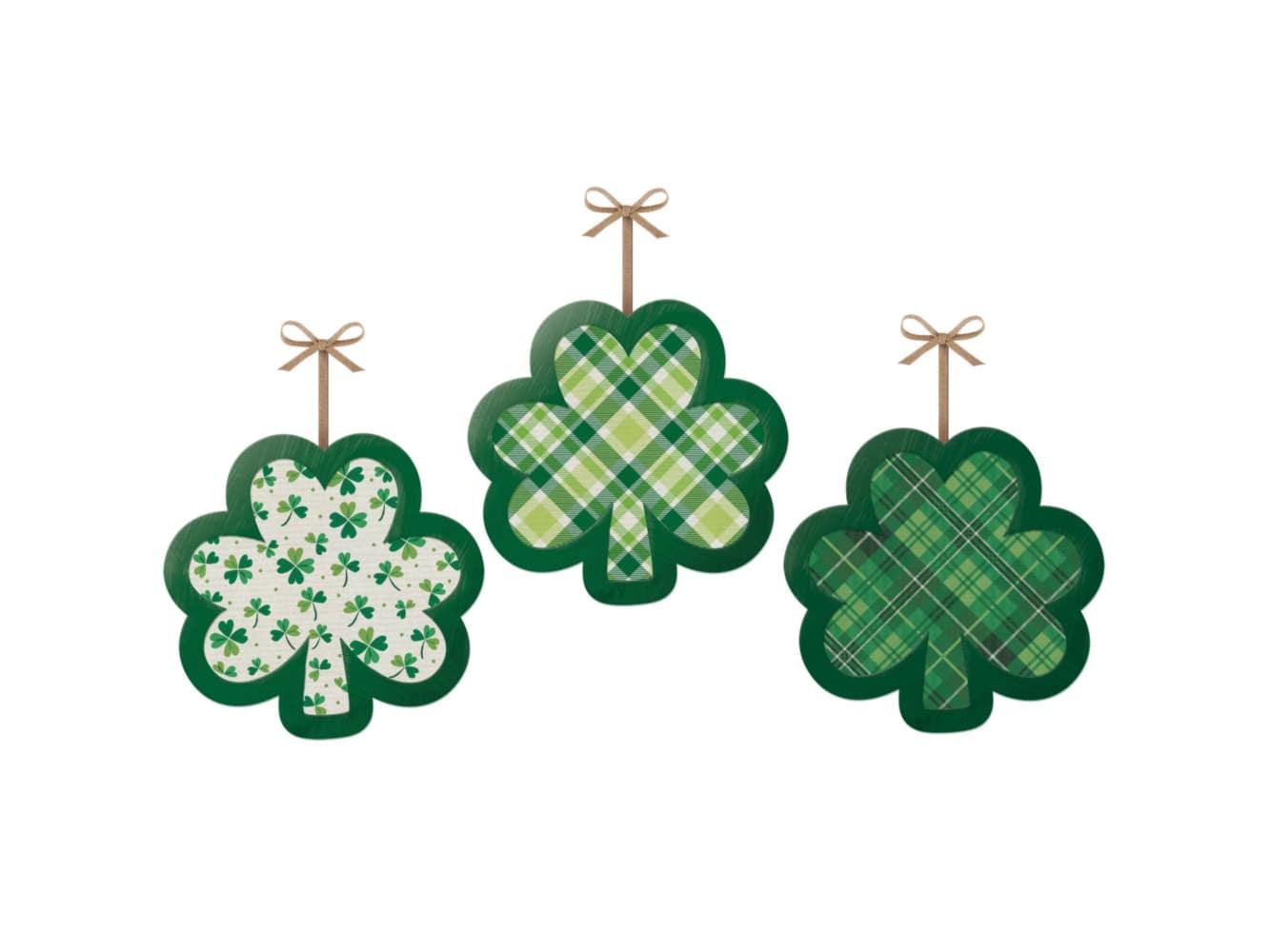 St.Patricks Shamrock Signs, 3Pk