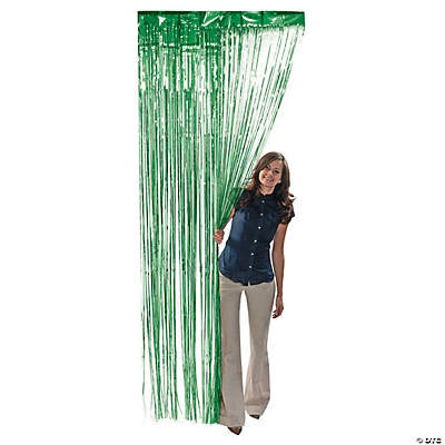 Green Metallic Fringe Curtain